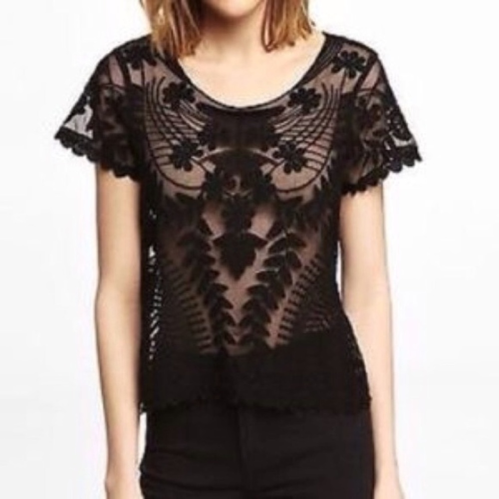 NWOT. Brand new, super stylish sheer lace top